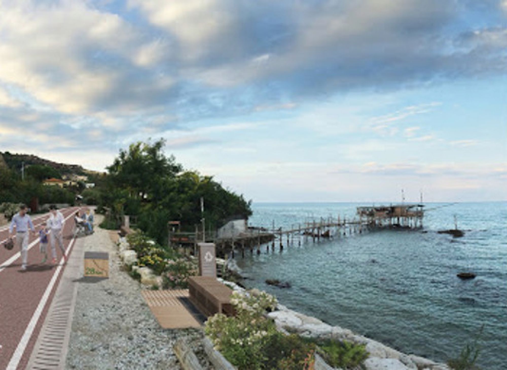 The bicycle lane along the Trabocchi coast